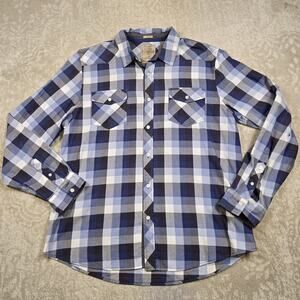 Guess Men's Button Down Plaid Slim Fit Size XL